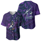 Melbourne Storm Rugby Baseball Jersey Fierce Mascot Geometric Tribal Art