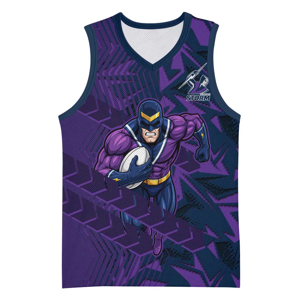 Melbourne Storm Rugby Basketball Jersey Fierce Mascot Geometric Tribal Art