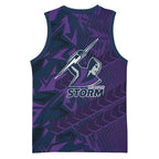 Melbourne Storm Rugby Basketball Jersey Fierce Mascot Geometric Tribal Art