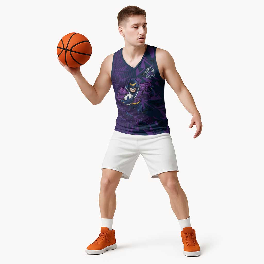 Melbourne Storm Rugby Basketball Jersey Fierce Mascot Geometric Tribal Art