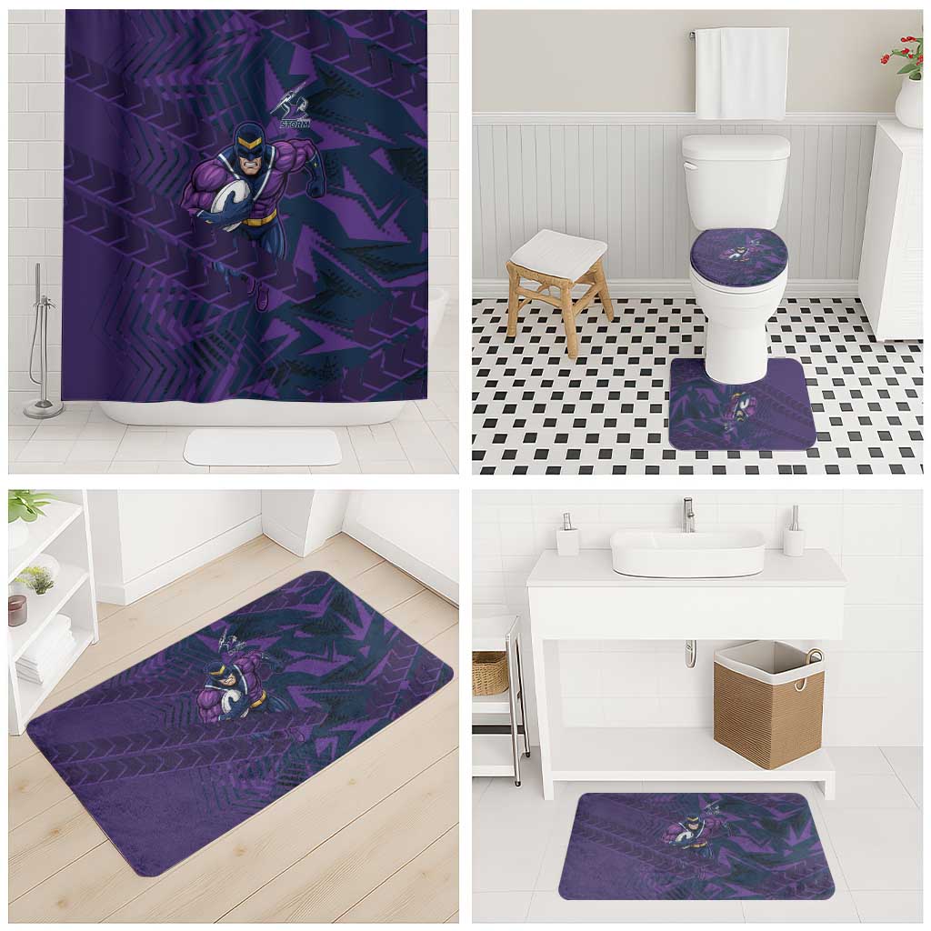 Melbourne Storm Rugby Bathroom Set Fierce Mascot Geometric Tribal Art