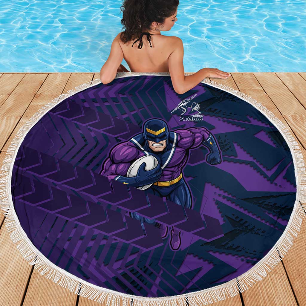 Melbourne Storm Rugby Beach Blanket Fierce Mascot Geometric Tribal Art