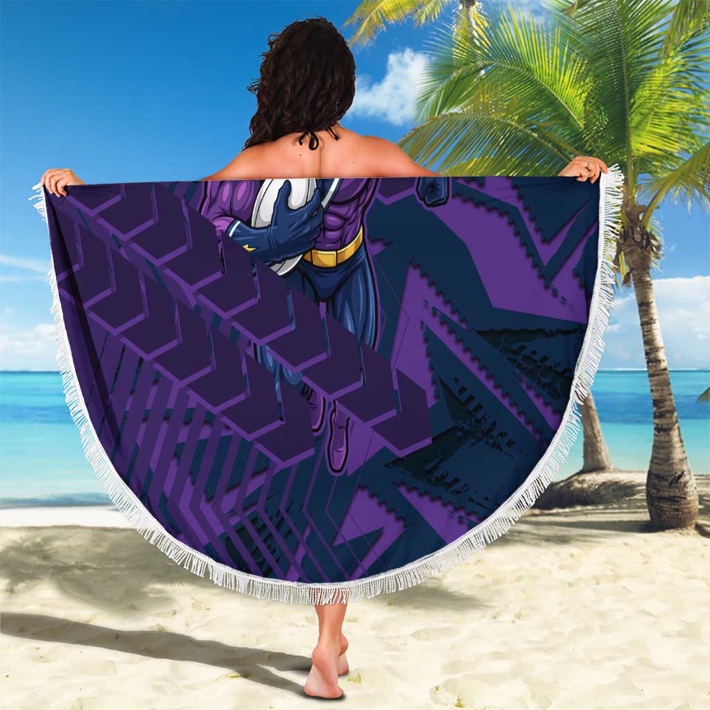 Melbourne Storm Rugby Beach Blanket Fierce Mascot Geometric Tribal Art