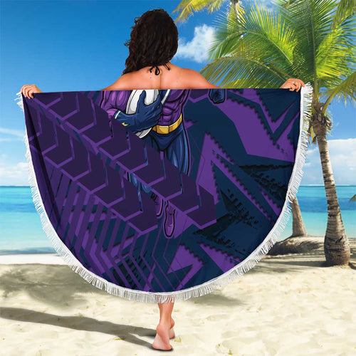 Melbourne Storm Rugby Beach Blanket Fierce Mascot Geometric Tribal Art
