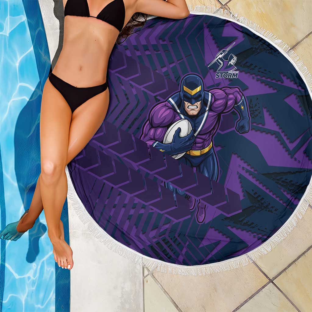 Melbourne Storm Rugby Beach Blanket Fierce Mascot Geometric Tribal Art