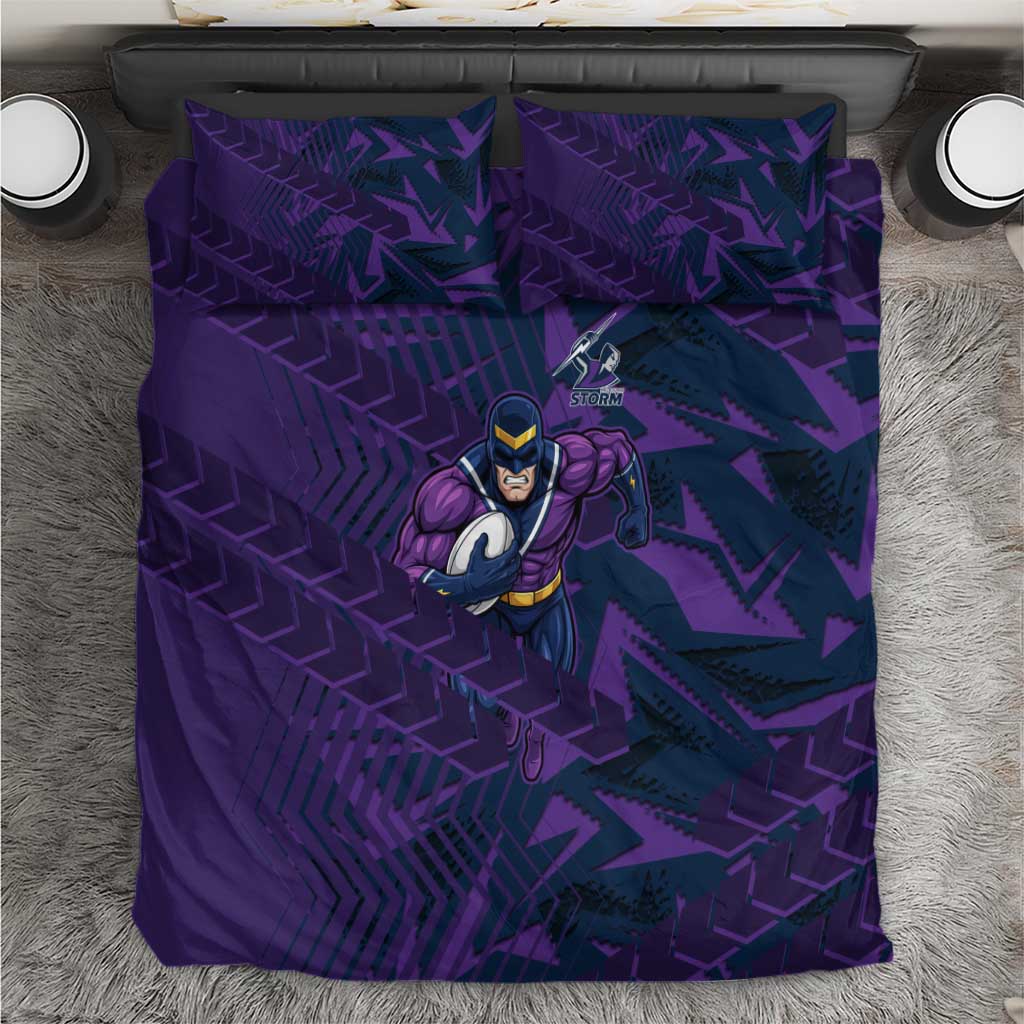 Melbourne Storm Rugby Bedding Set Fierce Mascot Geometric Tribal Art