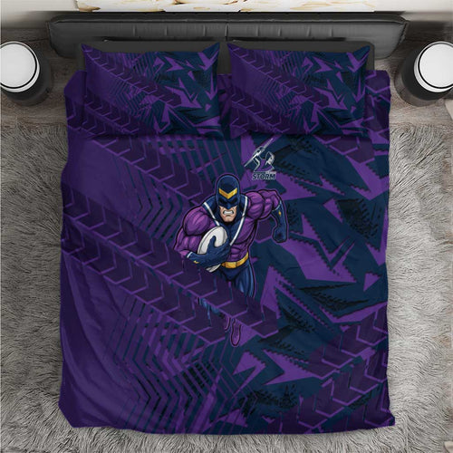 Melbourne Storm Rugby Bedding Set Fierce Mascot Geometric Tribal Art