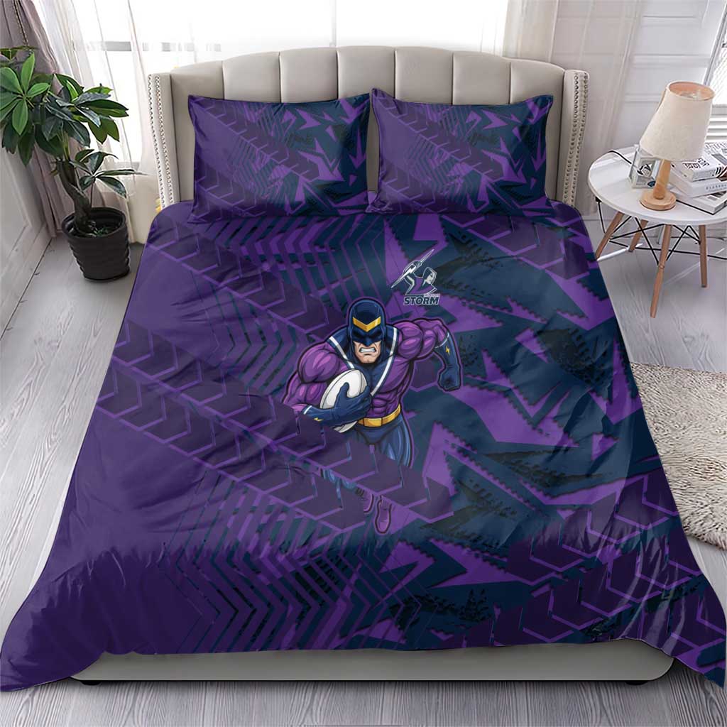 Melbourne Storm Rugby Bedding Set Fierce Mascot Geometric Tribal Art