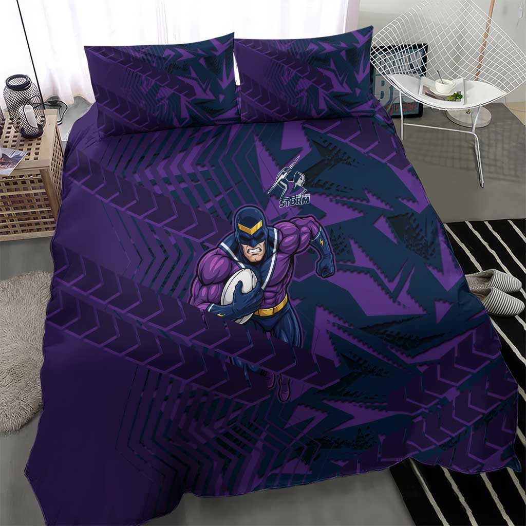 Melbourne Storm Rugby Bedding Set Fierce Mascot Geometric Tribal Art