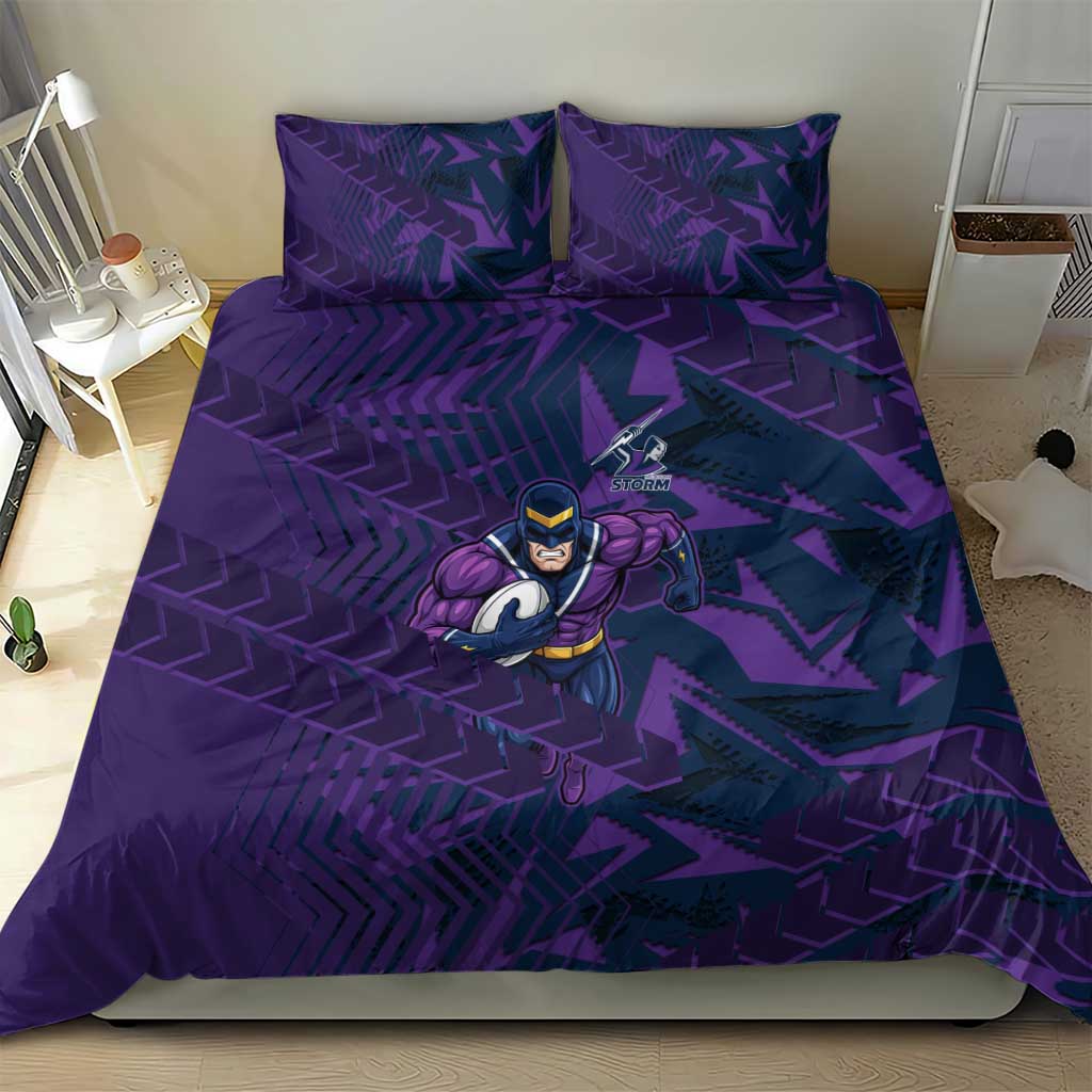 Melbourne Storm Rugby Bedding Set Fierce Mascot Geometric Tribal Art