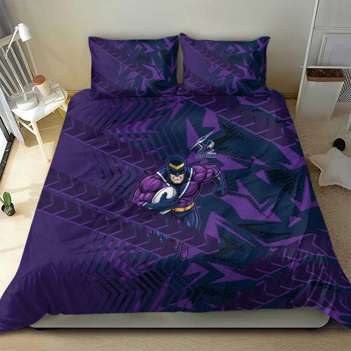 Melbourne Storm Rugby Bedding Set Fierce Mascot Geometric Tribal Art