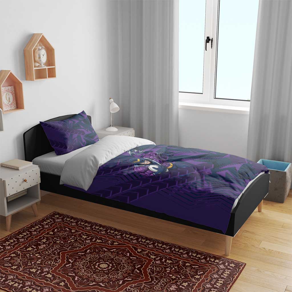 Melbourne Storm Rugby Bedding Set Fierce Mascot Geometric Tribal Art