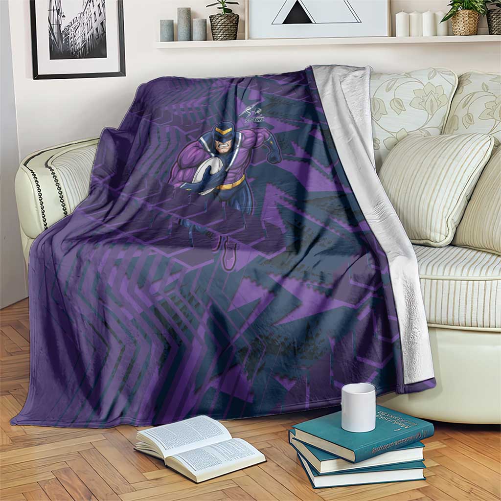 Melbourne Storm Rugby Blanket Fierce Mascot Geometric Tribal Art