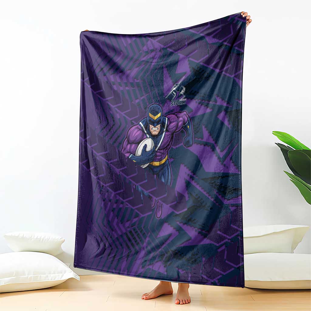 Melbourne Storm Rugby Blanket Fierce Mascot Geometric Tribal Art