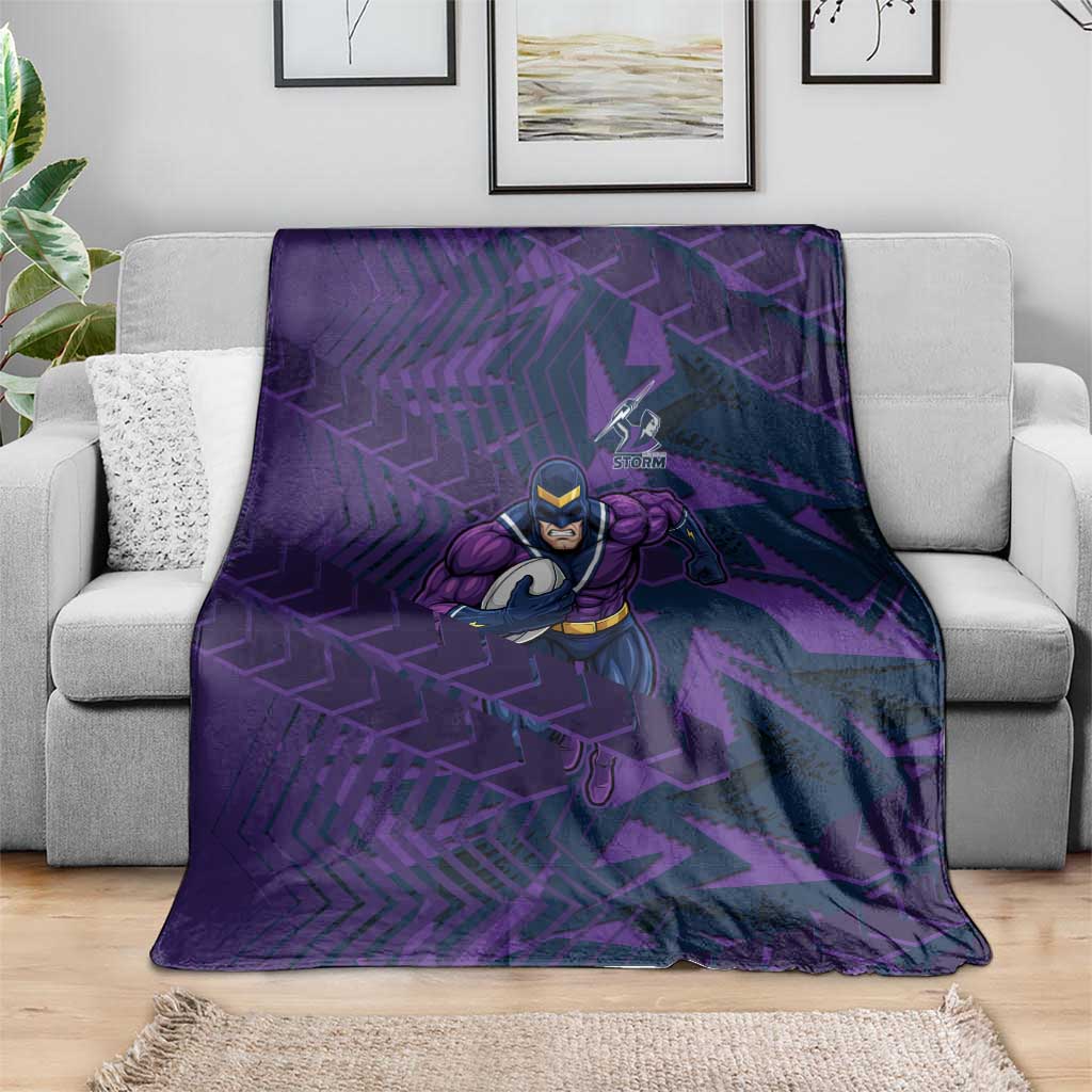 Melbourne Storm Rugby Blanket Fierce Mascot Geometric Tribal Art