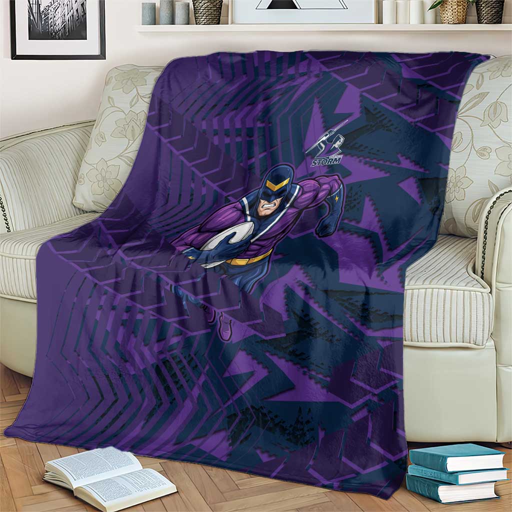 Melbourne Storm Rugby Blanket Fierce Mascot Geometric Tribal Art