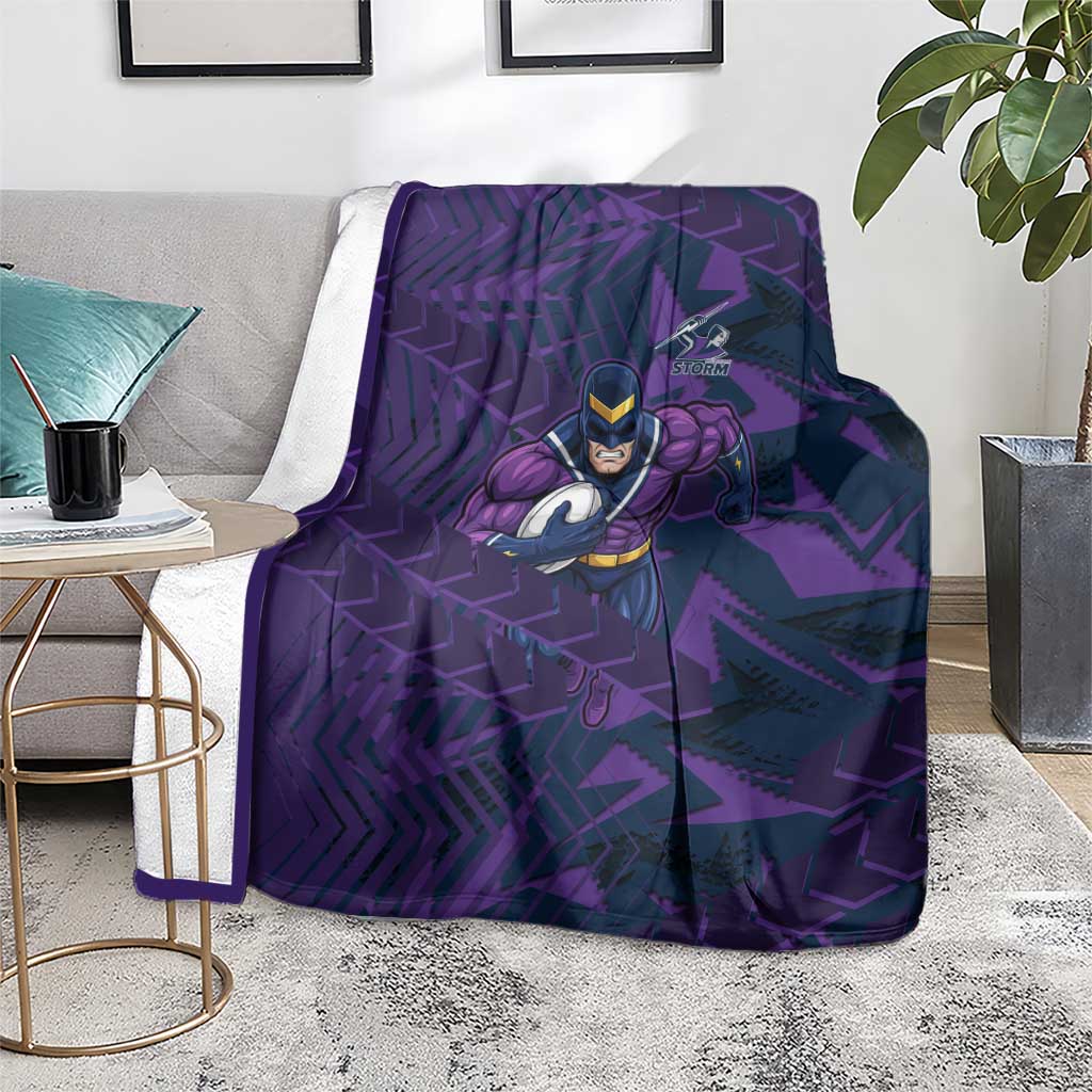Melbourne Storm Rugby Blanket Fierce Mascot Geometric Tribal Art