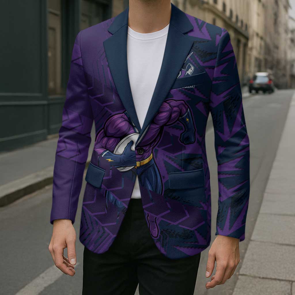 Melbourne Storm Rugby Blazer Fierce Mascot Geometric Tribal Art