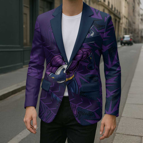 Melbourne Storm Rugby Blazer Fierce Mascot Geometric Tribal Art