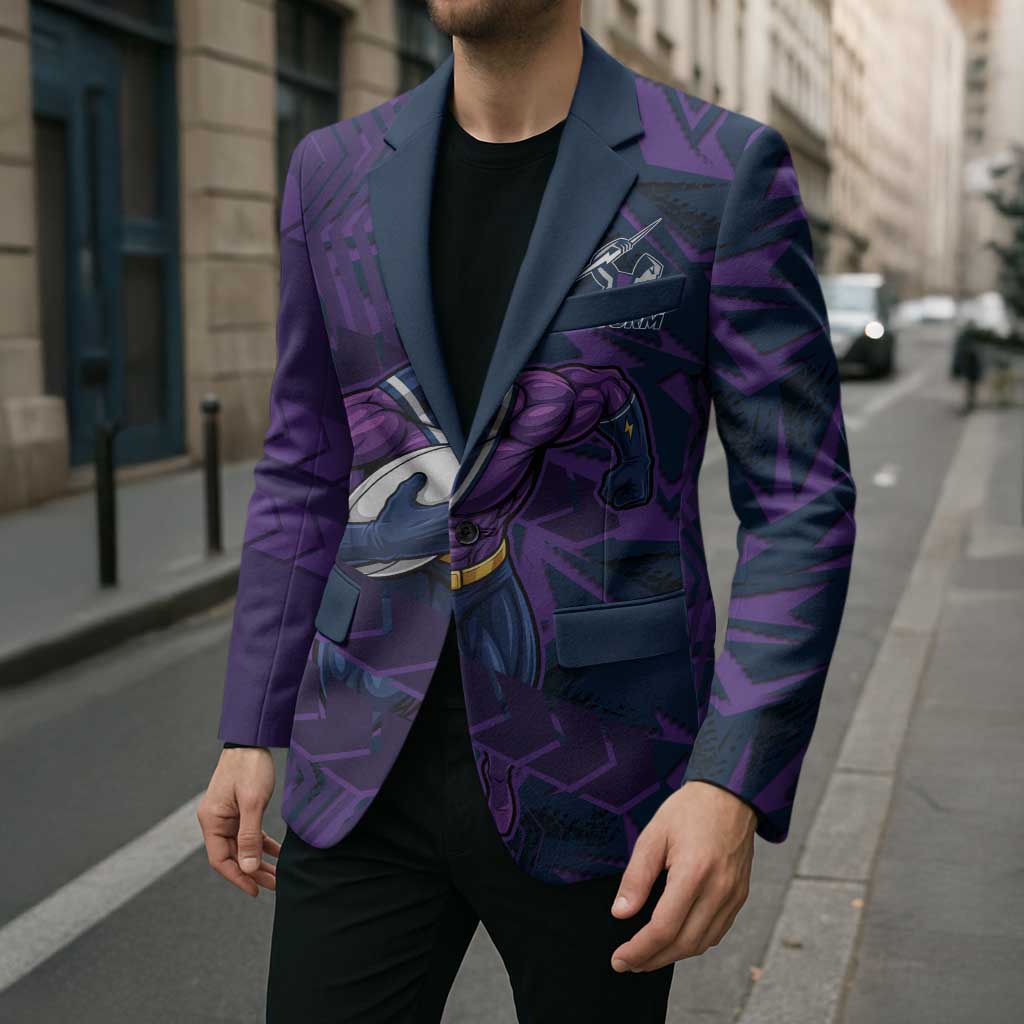 Melbourne Storm Rugby Blazer Fierce Mascot Geometric Tribal Art