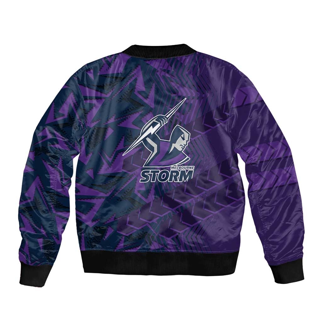 Melbourne Storm Rugby Bomber Jacket Fierce Mascot Geometric Tribal Art