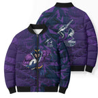 Melbourne Storm Rugby Bomber Puffer Jacket Fierce Mascot Geometric Tribal Art