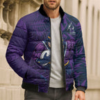 Melbourne Storm Rugby Bomber Puffer Jacket Fierce Mascot Geometric Tribal Art