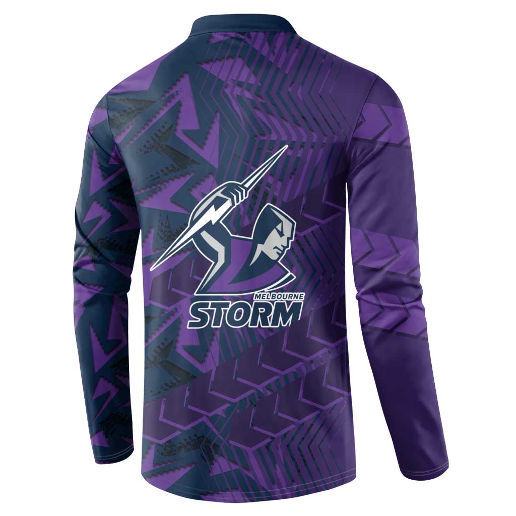 Melbourne Storm Rugby Button Sweatshirt Fierce Mascot Geometric Tribal Art