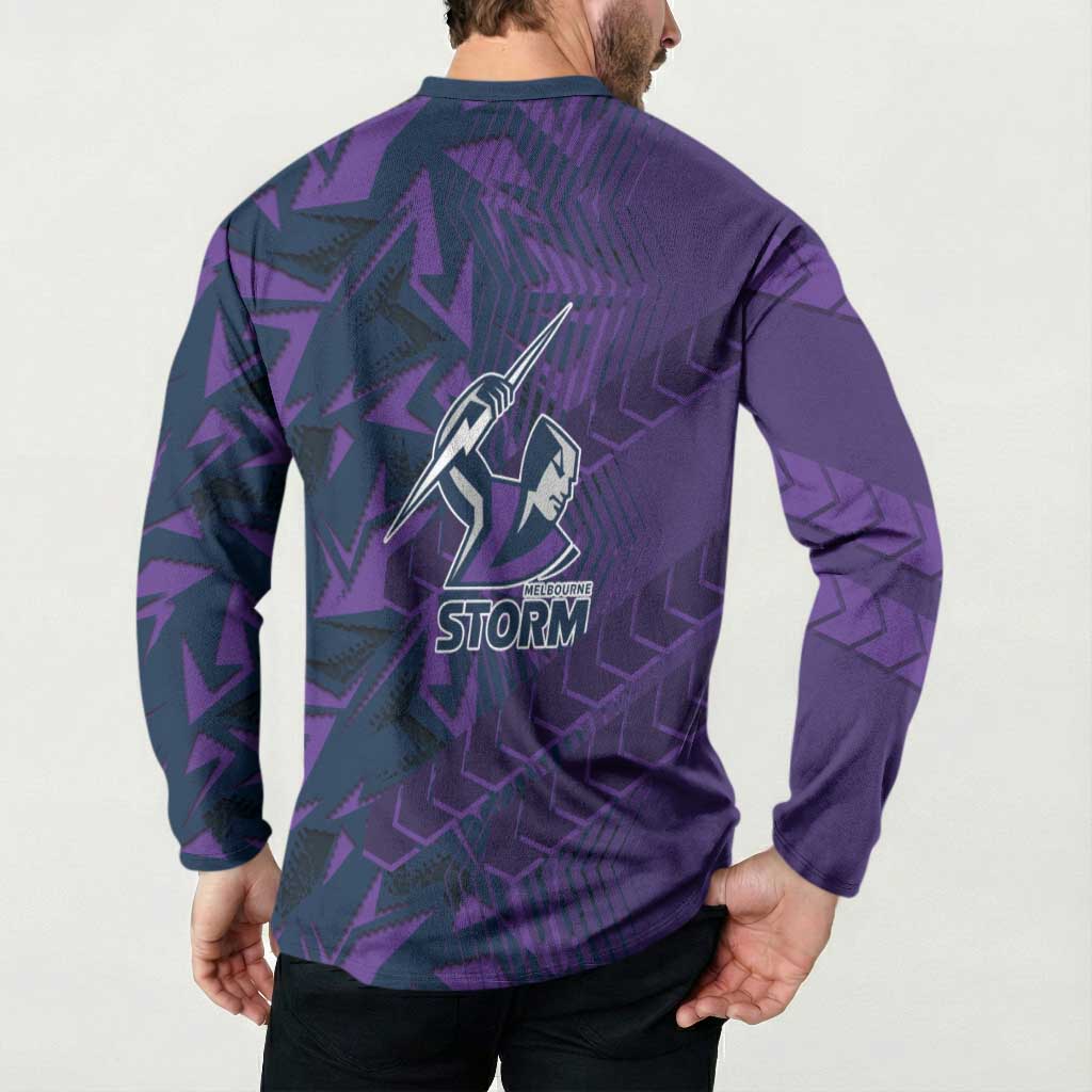 Melbourne Storm Rugby Button Sweatshirt Fierce Mascot Geometric Tribal Art