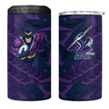 Melbourne Storm Rugby 4 in 1 Can Cooler Tumbler Fierce Mascot Geometric Tribal Art