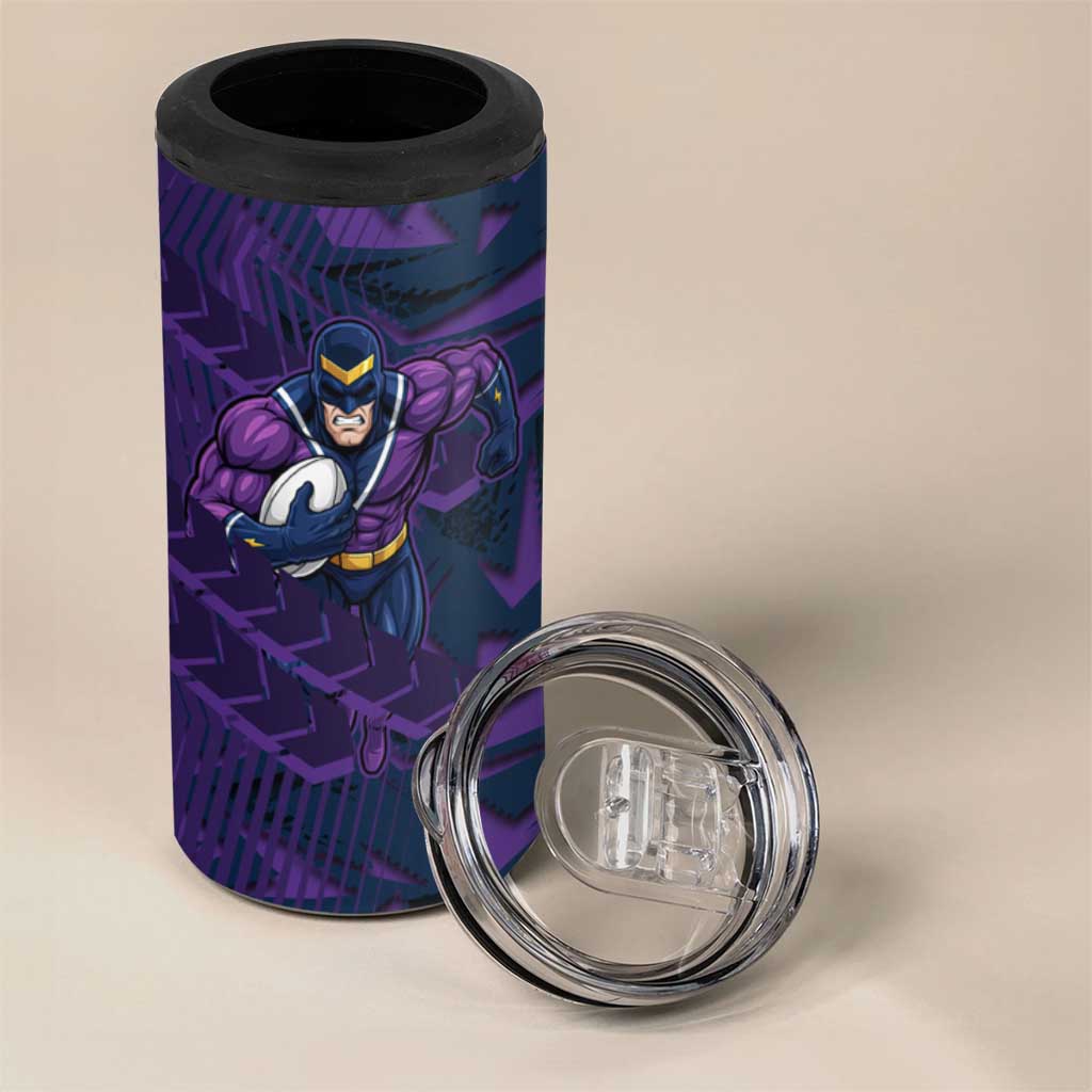 Melbourne Storm Rugby 4 in 1 Can Cooler Tumbler Fierce Mascot Geometric Tribal Art