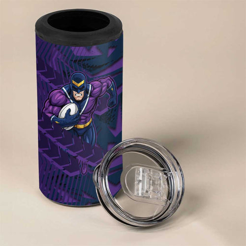 Melbourne Storm Rugby 4 in 1 Can Cooler Tumbler Fierce Mascot Geometric Tribal Art