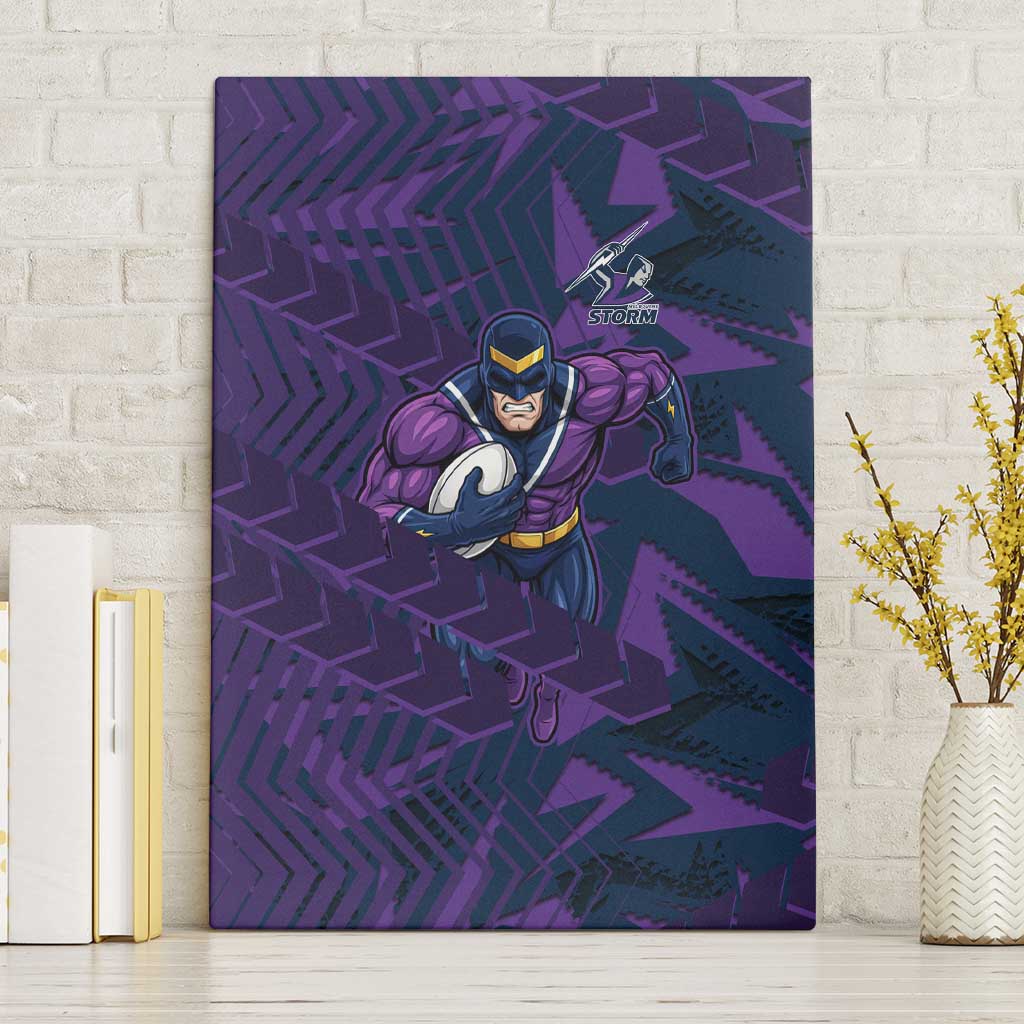 Melbourne Storm Rugby Canvas Wall Art Fierce Mascot Geometric Tribal Art