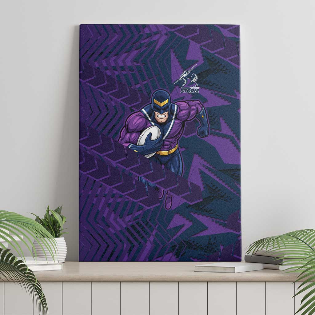 Melbourne Storm Rugby Canvas Wall Art Fierce Mascot Geometric Tribal Art