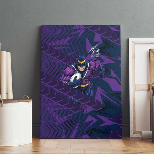 Melbourne Storm Rugby Canvas Wall Art Fierce Mascot Geometric Tribal Art