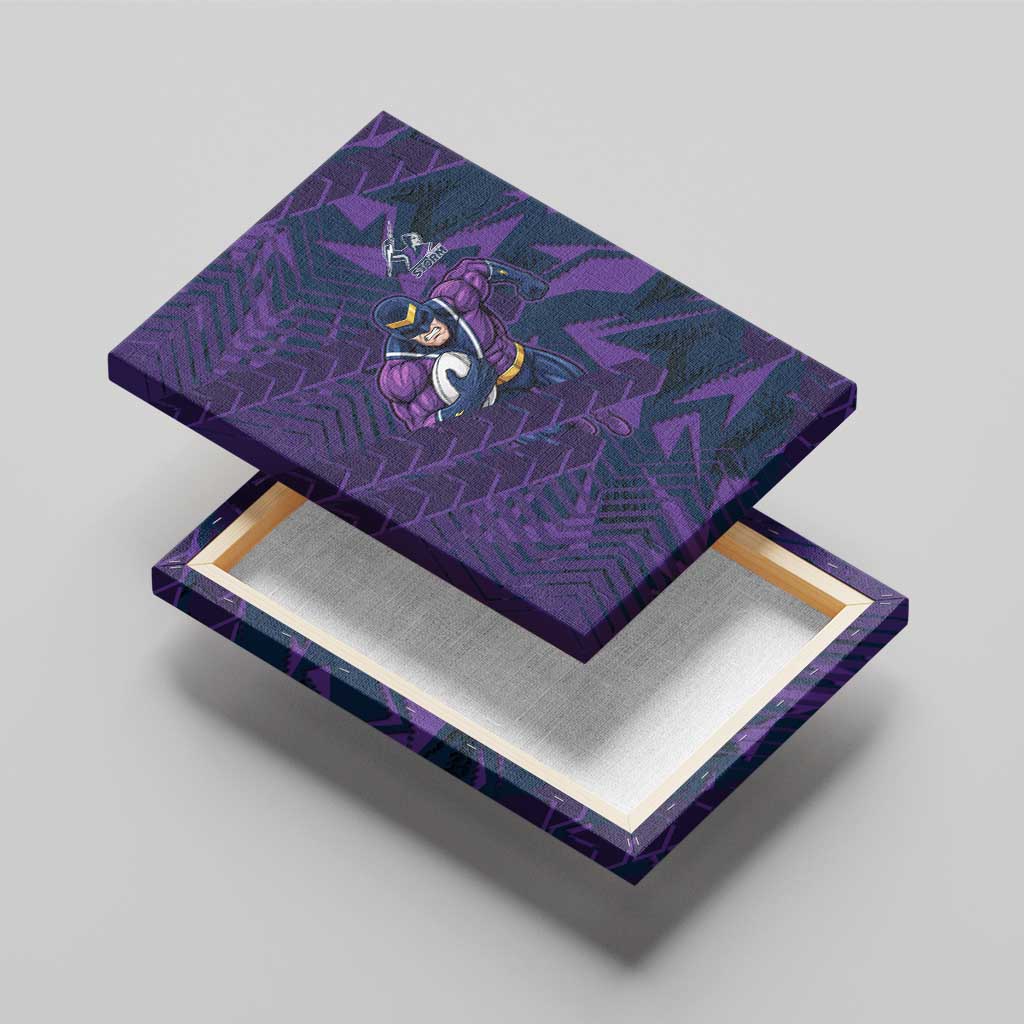 Melbourne Storm Rugby Canvas Wall Art Fierce Mascot Geometric Tribal Art
