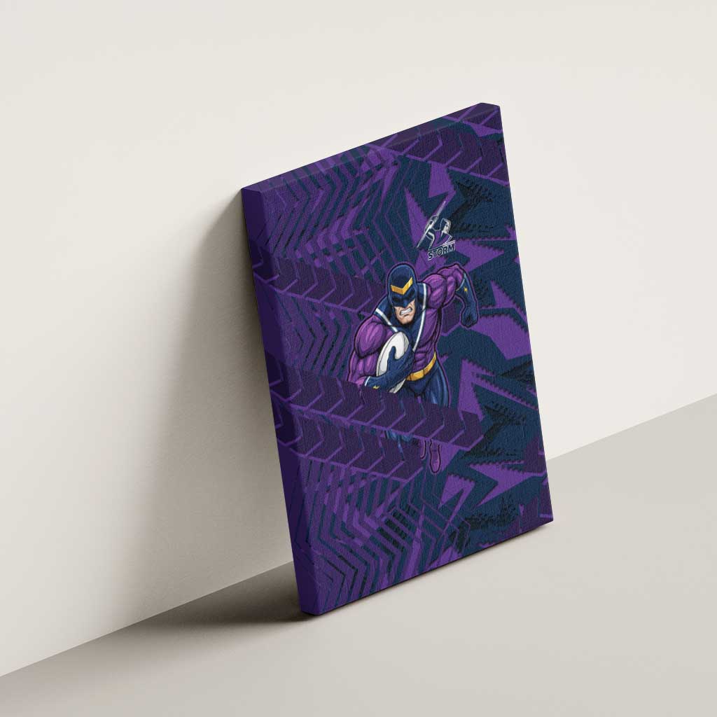 Melbourne Storm Rugby Canvas Wall Art Fierce Mascot Geometric Tribal Art