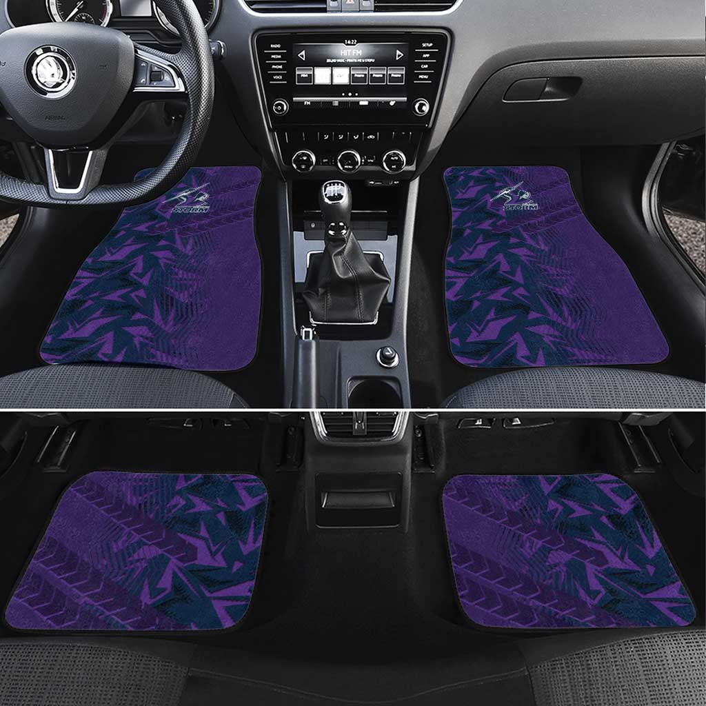 Melbourne Storm Rugby Car Mats Fierce Mascot Geometric Tribal Art