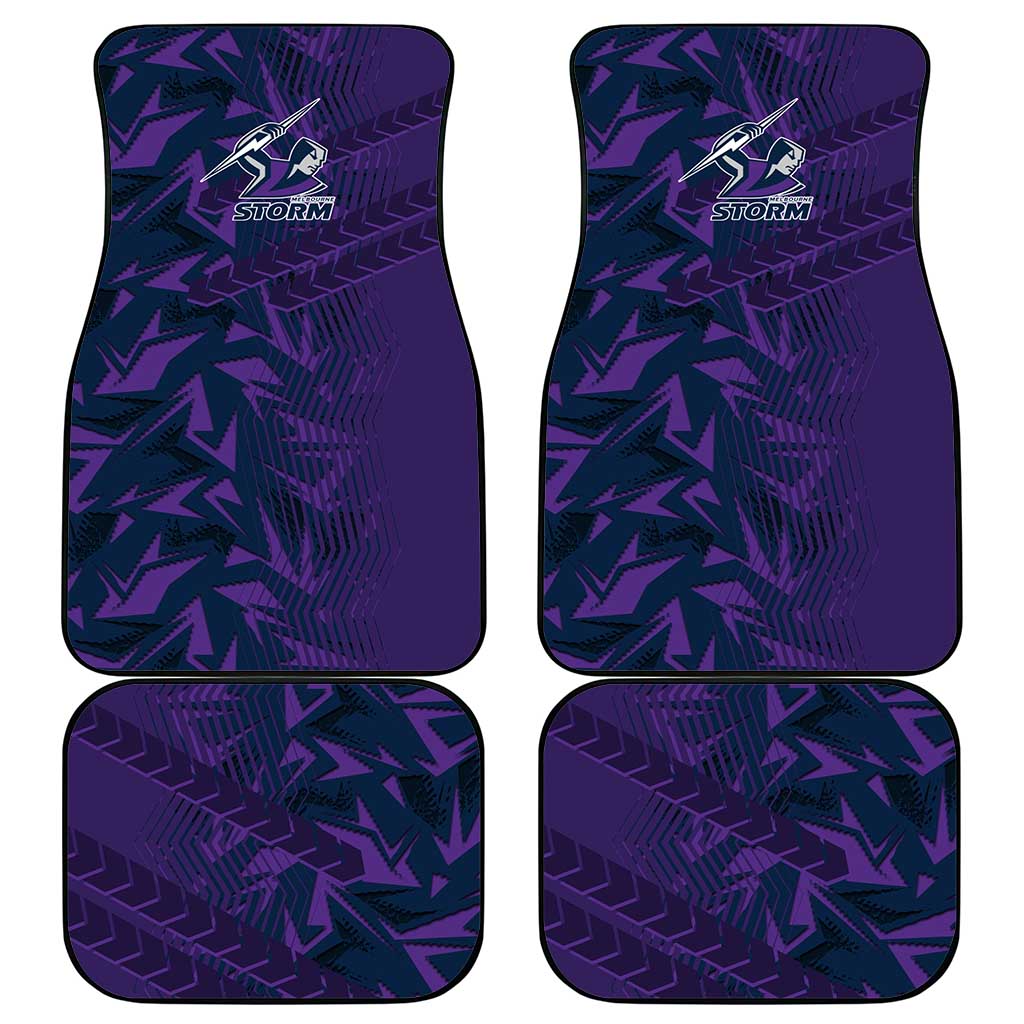 Melbourne Storm Rugby Car Mats Fierce Mascot Geometric Tribal Art