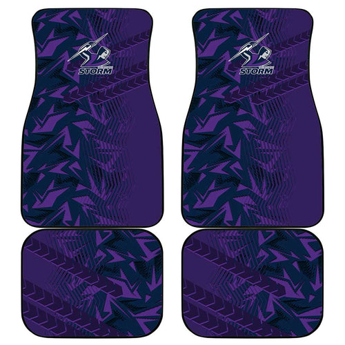Melbourne Storm Rugby Car Mats Fierce Mascot Geometric Tribal Art