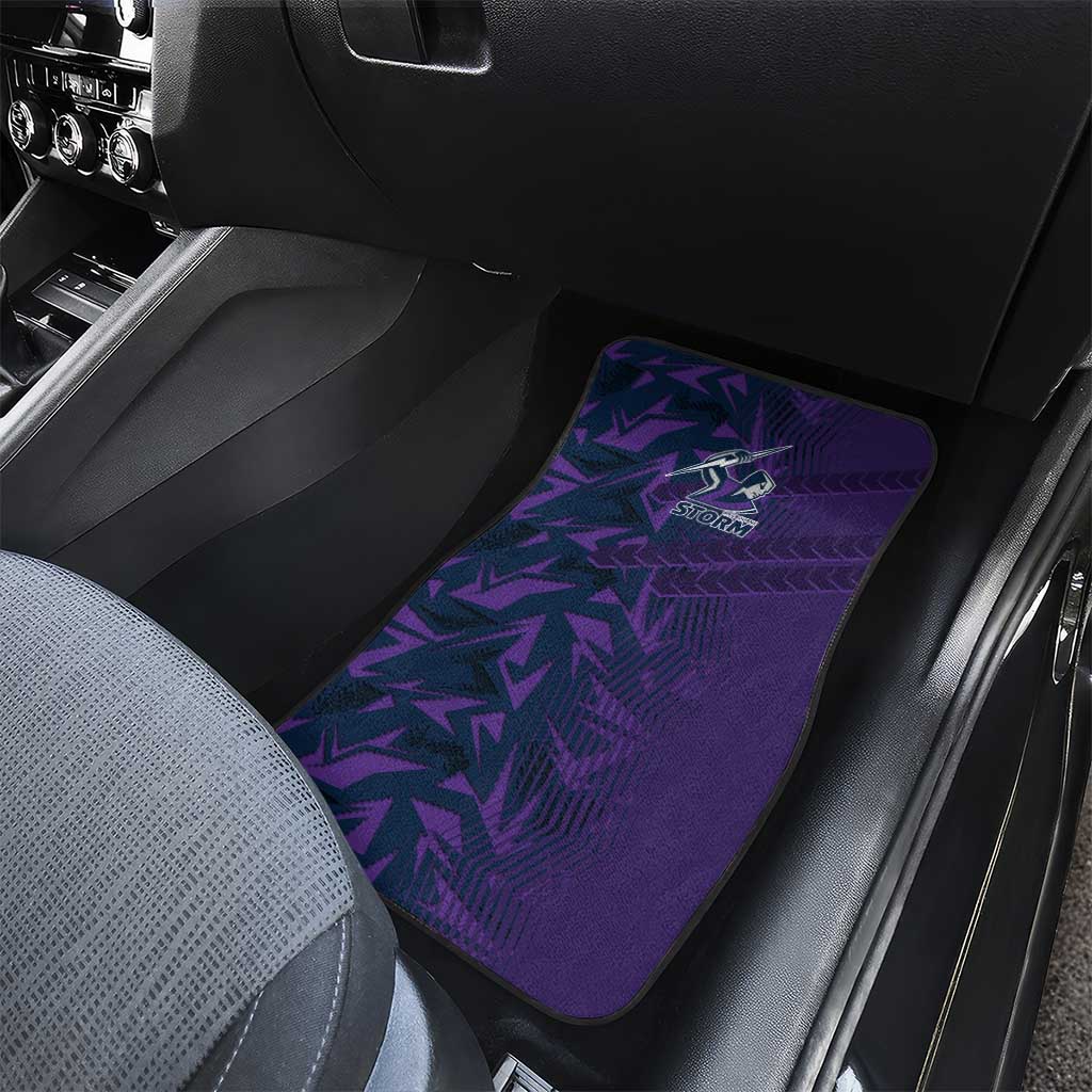 Melbourne Storm Rugby Car Mats Fierce Mascot Geometric Tribal Art
