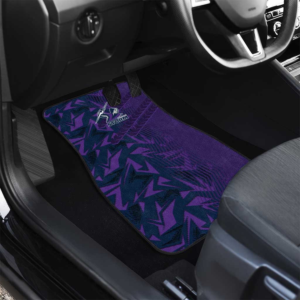 Melbourne Storm Rugby Car Mats Fierce Mascot Geometric Tribal Art
