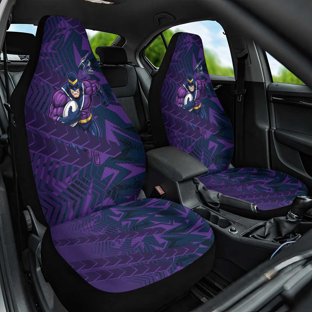Melbourne Storm Rugby Car Seat Cover Fierce Mascot Geometric Tribal Art