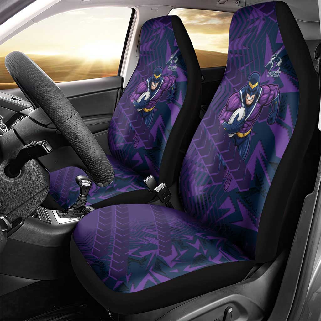 Melbourne Storm Rugby Car Seat Cover Fierce Mascot Geometric Tribal Art