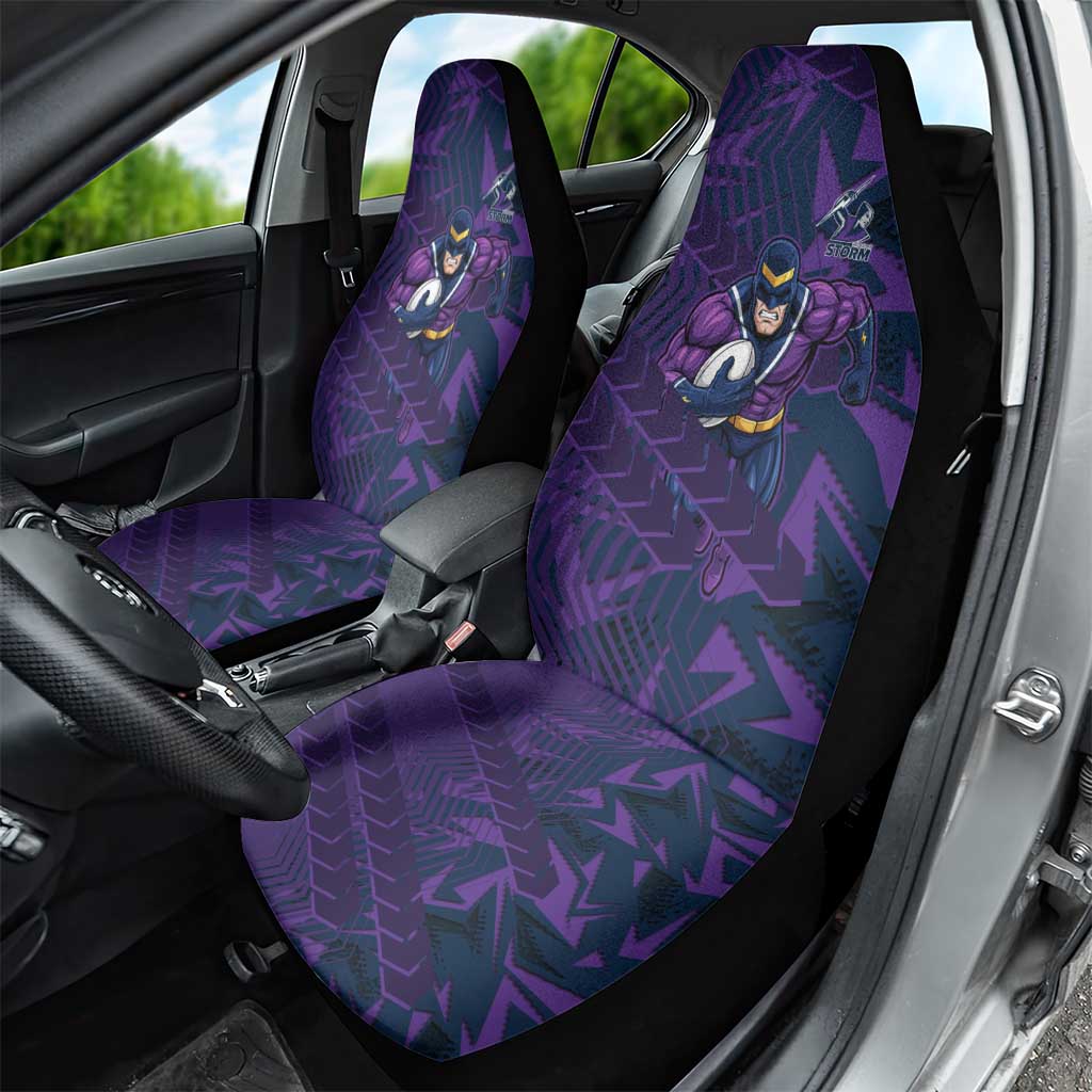 Melbourne Storm Rugby Car Seat Cover Fierce Mascot Geometric Tribal Art