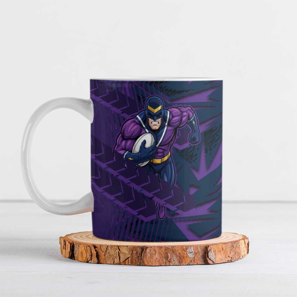 Melbourne Storm Rugby Ceramic Mug Fierce Mascot Geometric Tribal Art