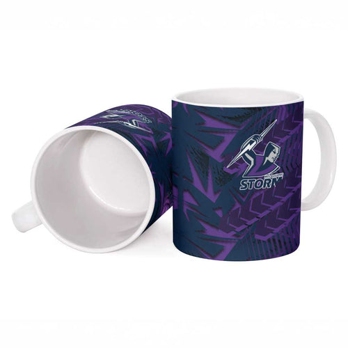 Melbourne Storm Rugby Ceramic Mug Fierce Mascot Geometric Tribal Art