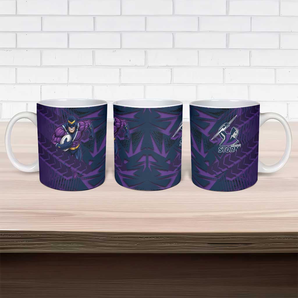 Melbourne Storm Rugby Ceramic Mug Fierce Mascot Geometric Tribal Art
