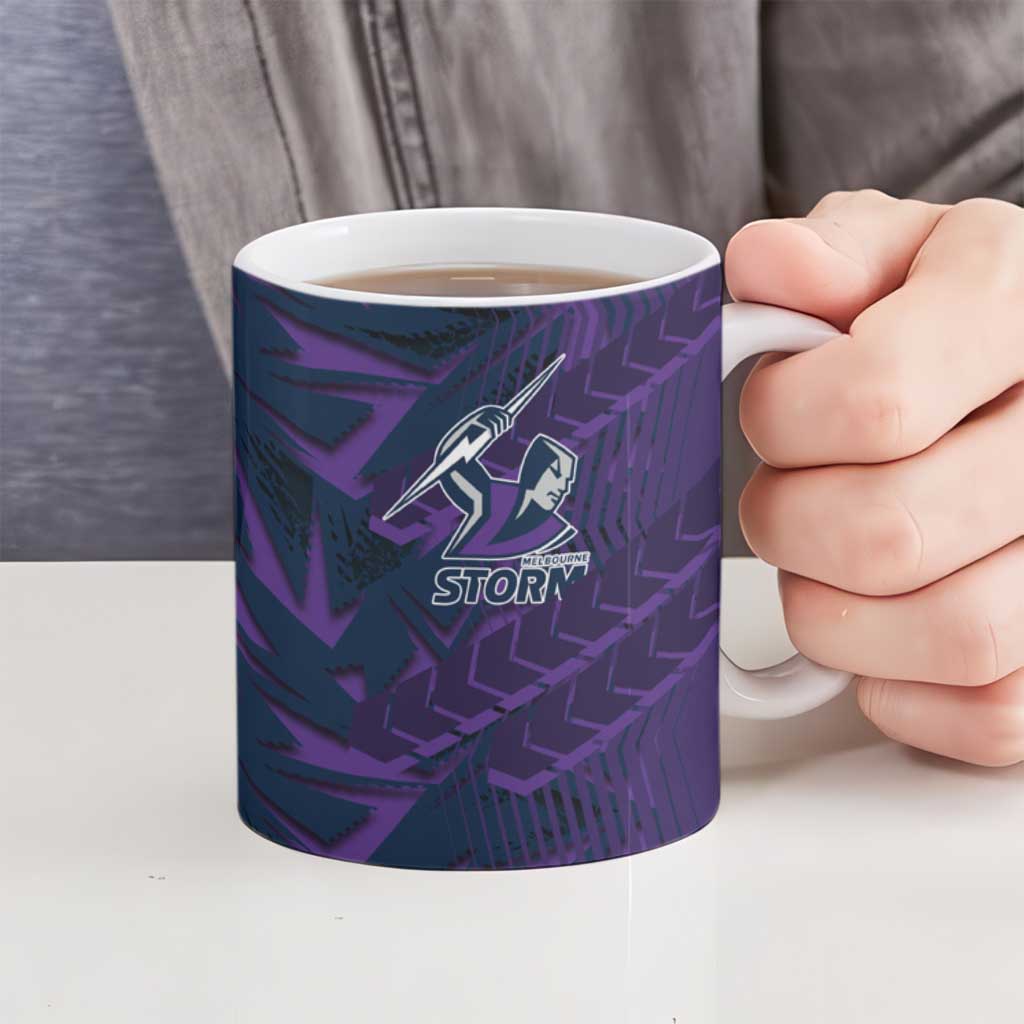 Melbourne Storm Rugby Ceramic Mug Fierce Mascot Geometric Tribal Art