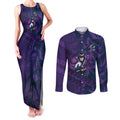 Melbourne Storm Rugby Couples Matching Tank Maxi Dress and Long Sleeve Button Shirt Fierce Mascot Geometric Tribal Art